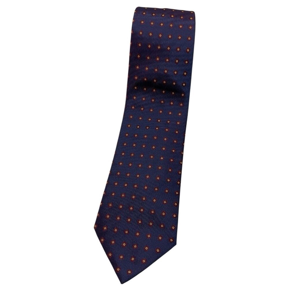 BRIONI Men's Silk Necktie LUXURY XL Changing Blue Burgundy Geometric W:3.6" EUC